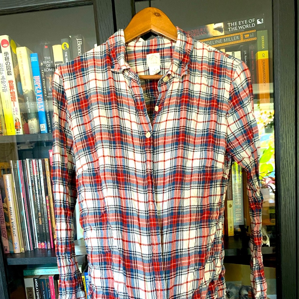 Size 8 J. Crew plaid “perfect shirt”
